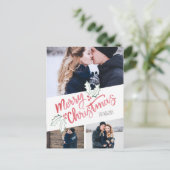 おしゃれな斜めの水彩画 メリークリスマス 3枚写真 シーズンポストカード (スタンド正面)