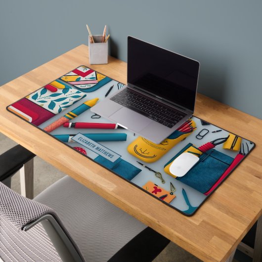 おしゃれな新学期用品 パターン名 ホワイト デスクマット (オフィス2)