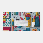 おしゃれな新学期用品 パターン名 ホワイト デスクマット (キーボード&マウス)