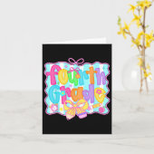 おしゃれな新学期4年生コケッティーボウガール カード (黄色い花)