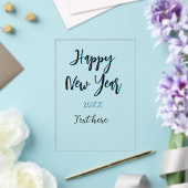 おしゃれな新年のブルーブラックのシンプルな年 アクリル招待状 (インサイチュ (ウェディング))