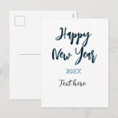 おしゃれな新年のブルーブラックのシンプルな年 シーズンポストカード (正面/裏面)