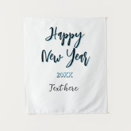 おしゃれな新年のブルーブラックのシンプルな年 タペストリー