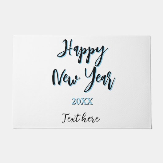 おしゃれな新年のブルーブラックのシンプルな年 ドアマット (正面)