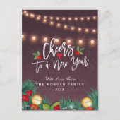 おしゃれな新年の挨拶スクリプト文字列ライトの写真 シーズンポストカード (正面)