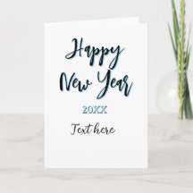 おしゃれな新年の青と黒のシンプルな年賀状