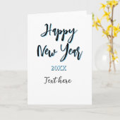 おしゃれな新年の青と黒のシンプルな年賀状 カード (黄色い花)