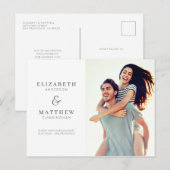 おしゃれな新日程をセーブ！シンプルなカスタム写真ウェディング 案内ポストカード (正面/裏面)