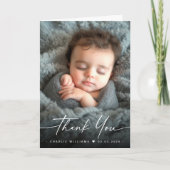 おしゃれな新生児発表写真の感謝メッセージ サンキューカード (正面)