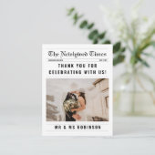 おしゃれな新聞風フォトコラージュ結婚式感謝カード サンキューカード (スタンド正面)