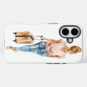 おしゃれな旅行女子のスマホケース Case-Mate iPhoneケース (裏面 (横))