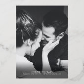 おしゃれな日付保存写真 現代 ファンスクリプト 本物の金 箔招待状 (裏面)