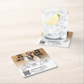 おしゃれな日付保存QRコード カップル写真 おしゃれ スクエアペーパーコースター (インサイチュ)