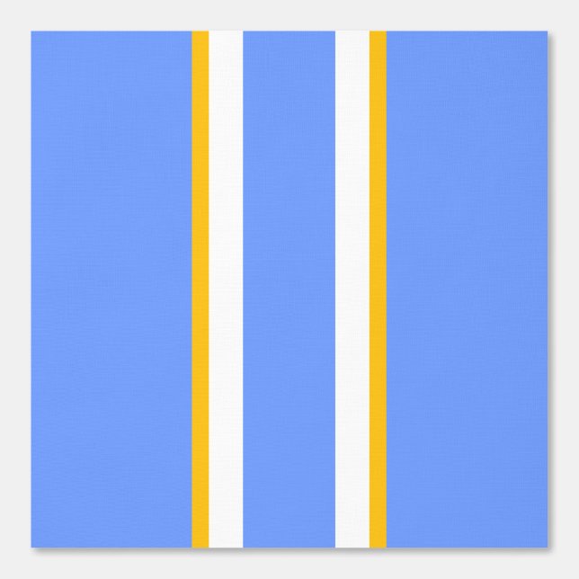 おしゃれな明るい青と白と黄色のアクセントストライプ 壁紙 (正面)