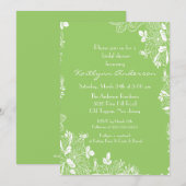 おしゃれな春のグリーン花柄のブライズシャワー招待状 招待状 (正面/裏面)