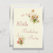 おしゃれな春の花　８５歳の誕生日 招待状 (正面/裏面)