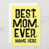 おしゃれな最高のママエバー ブラック タイポグラフィー 招待状 (正面/裏面)