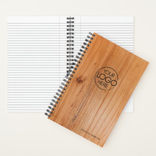 おしゃれな木目調プリントのモダンなロゴ ノートブック (内側)