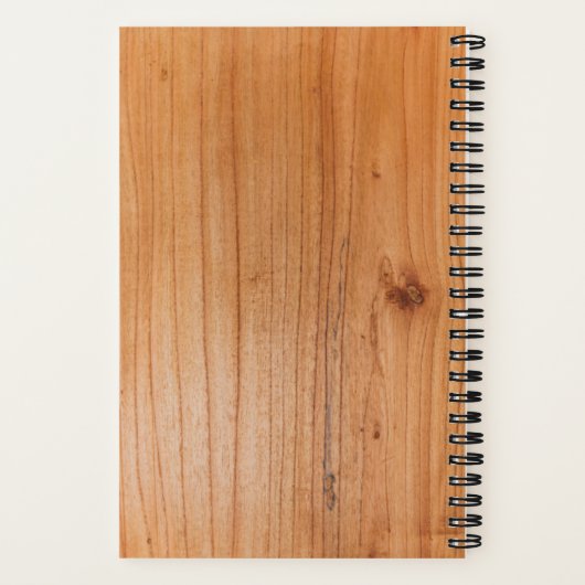 おしゃれな木目調プリントのモダンなロゴ ノートブック (裏面)