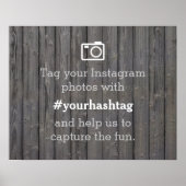 おしゃれな木製インスタグラム写真ハッシュタグ結婚式看板 ポスター (正面)