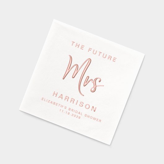 おしゃれな未来のミセス ブライダルシャワー ローズゴールド 箔ナプキン (左)
