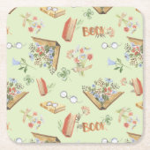 おしゃれな本をテーマにした紙のコースター スクエアペーパーコースター (正面)