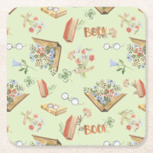 おしゃれな本をテーマにした紙のコースター