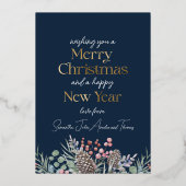 おしゃれな本物のゴールド & ボタニカル メリークリスマス 箔シーズンカード (裏面)