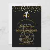 おしゃれな杖と聴診器の医師卒業 招待状 (正面)