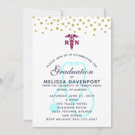 おしゃれな杖と聴診器の看護師卒業生 招待状