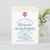 おしゃれな杖と聴診器の看護師卒業生 招待状 (スタンド正面)
