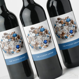 おしゃれな松のリース ビジネス クリスマス ギフト ワインラベル