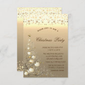 おしゃれな松の木, ボールとドットの企業のクリスマス, エレガントなクリスマスツリーにボールとドット 招待状 (正面/裏面)