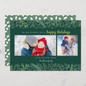 おしゃれな松の葉の緑の木のクリスマス シーズンカード (正面/裏面)