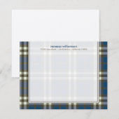 おしゃれな格子柄 オーダーメイド フラット ノートカード (ネイビー) (正面/裏面)