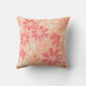 おしゃれな桃の色合いのフローラルパターン クッション (裏面)