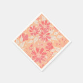 おしゃれな桃の色合いのフローラルパターン スタンダードカクテルナプキン (角)