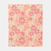おしゃれな桃の色合いのフローラルパターン フリースブランケット (正面)