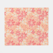 おしゃれな桃の色合いのフローラルパターン フリースブランケット (正面(横))
