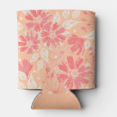 おしゃれな桃の色合いのフローラルパターン 缶クーラー (裏面)