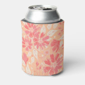 おしゃれな桃の色合いのフローラルパターン 缶クーラー (缶裏面)