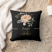 おしゃれな桜の花のイニシャル入り クッション (ブランケット)