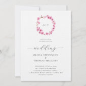 おしゃれな桜の花輪の紋章 モノグラム 結婚式 招待状 (正面)