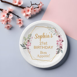おしゃれな桜の21歳の誕生日ペーパープレート ペーパープレート