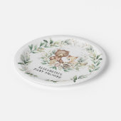 おしゃれな森の動物が緑の森の赤ちゃんシャワー ペーパープレート (アングル)