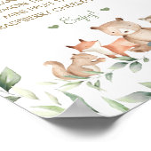 おしゃれな森の動物 グリーン デザート テーブル メニュー ポスター (角)