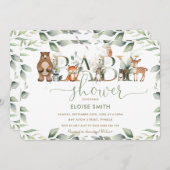 おしゃれな森林動物、緑の赤ちゃんが中立 招待状 (正面/裏面)