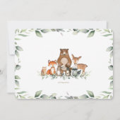 おしゃれな森林動物、緑の赤ちゃんが中立 招待状 (裏面)