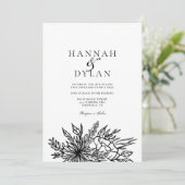 おしゃれな植物のスケッチ ウェディングQRコード 招待状 (スタンド正面)