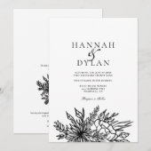 おしゃれな植物のブーケの結婚式QRコード 招待状 (正面/裏面)